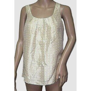 J Crew Silk Blouse Beige White Shimmer Polka Dot Lined Top Shirt Size 0